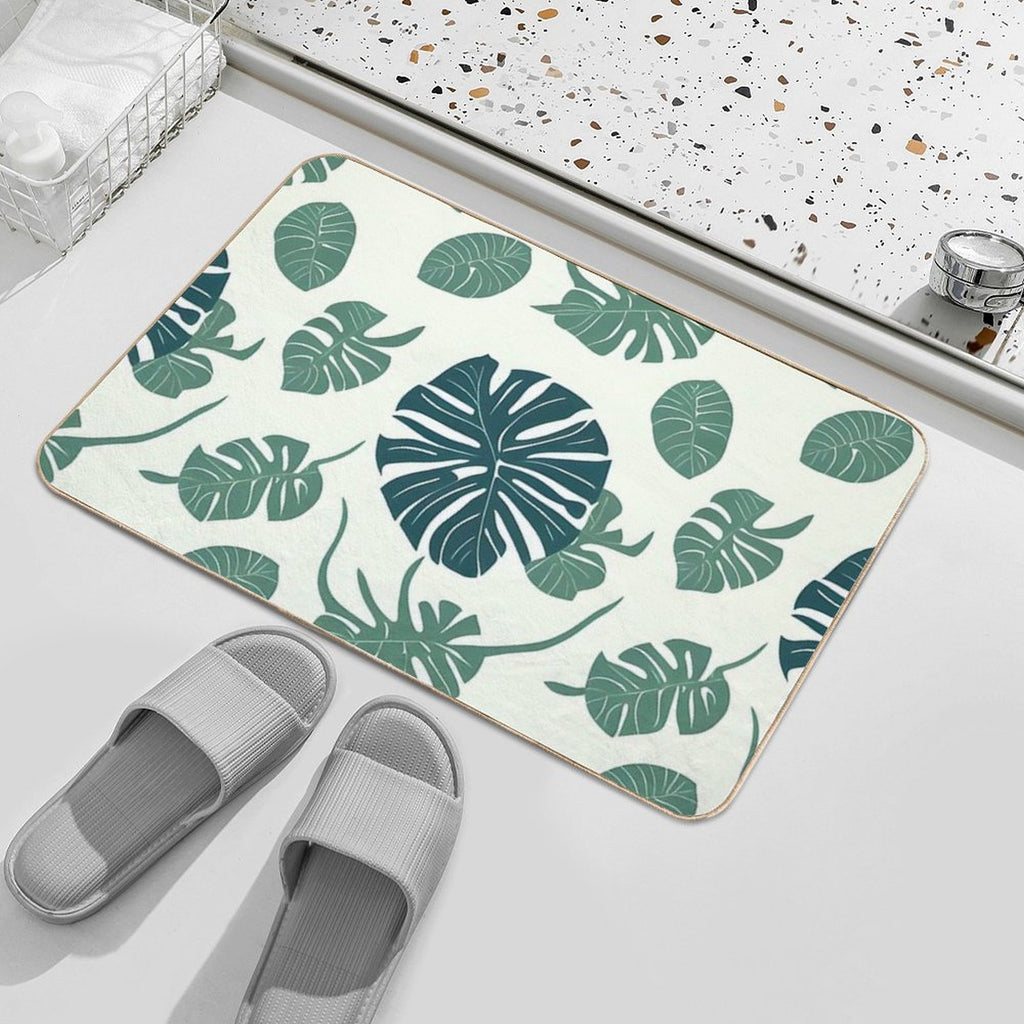 Abstract Monstera Leaf Pattern  Eco-Friendly Bath Mat