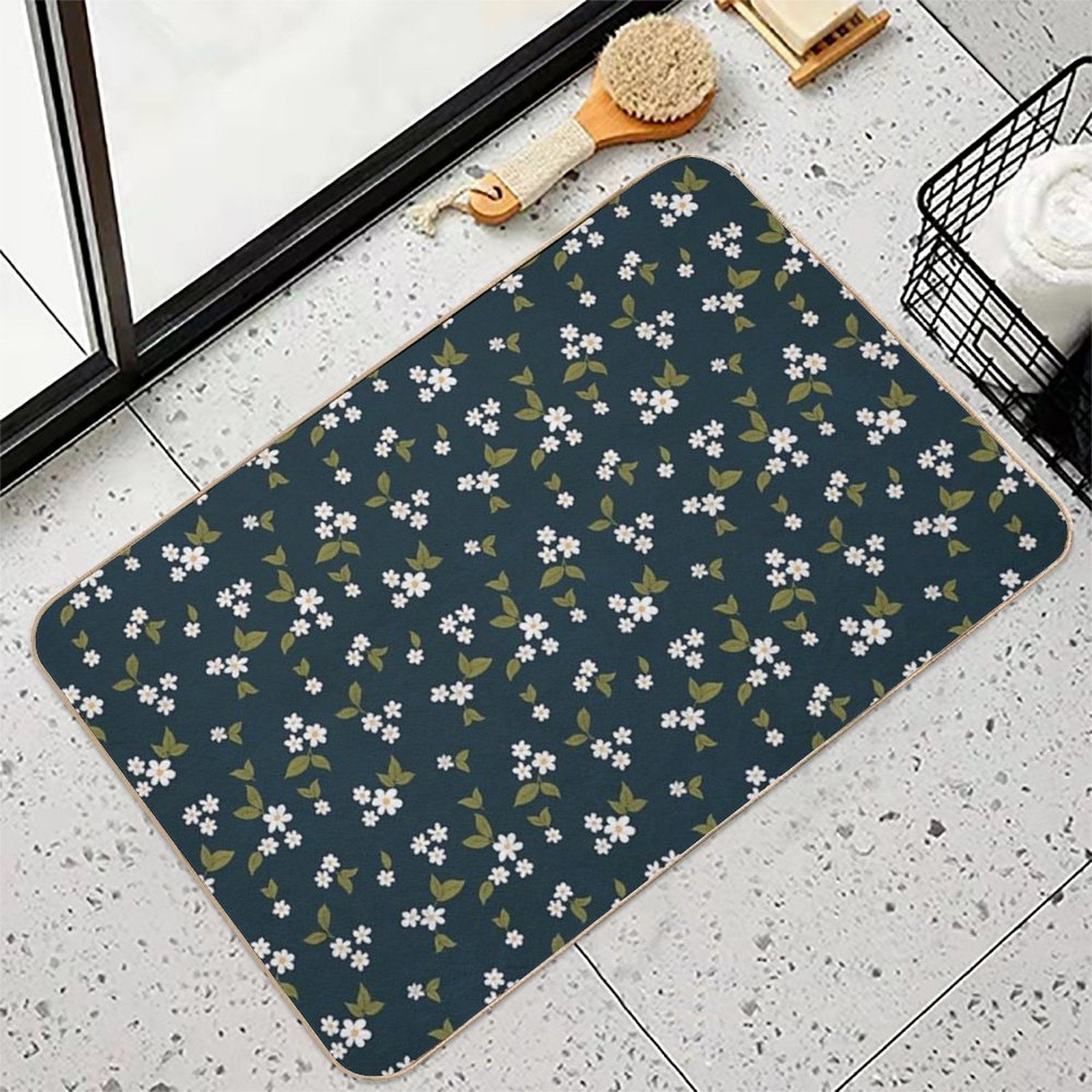 Daisy Bloom Teal  Multi-Purpose Bath Mat