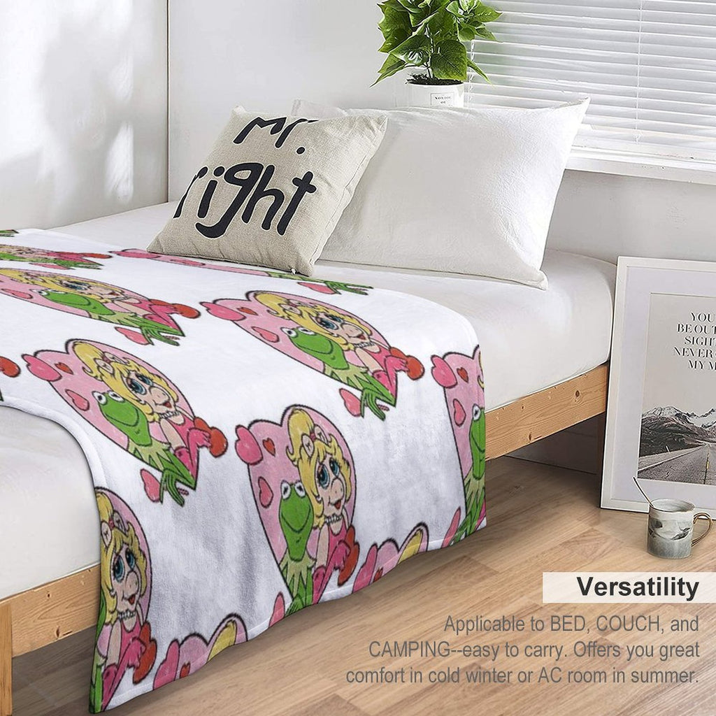 Distressed Kermit And Miss Piggy Plush Throw Blanket