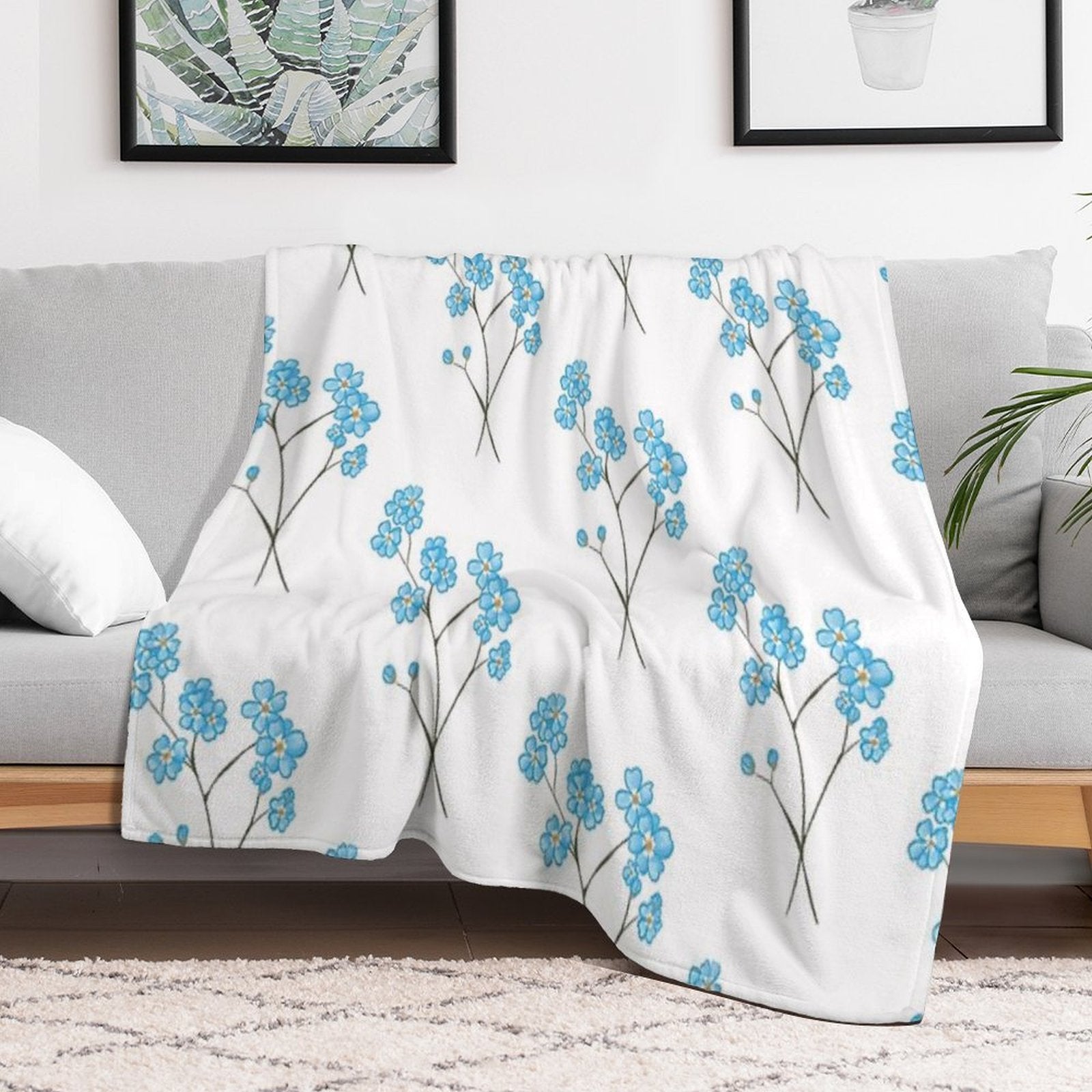 Forget Me Not Travel-friendly Throw Blanket