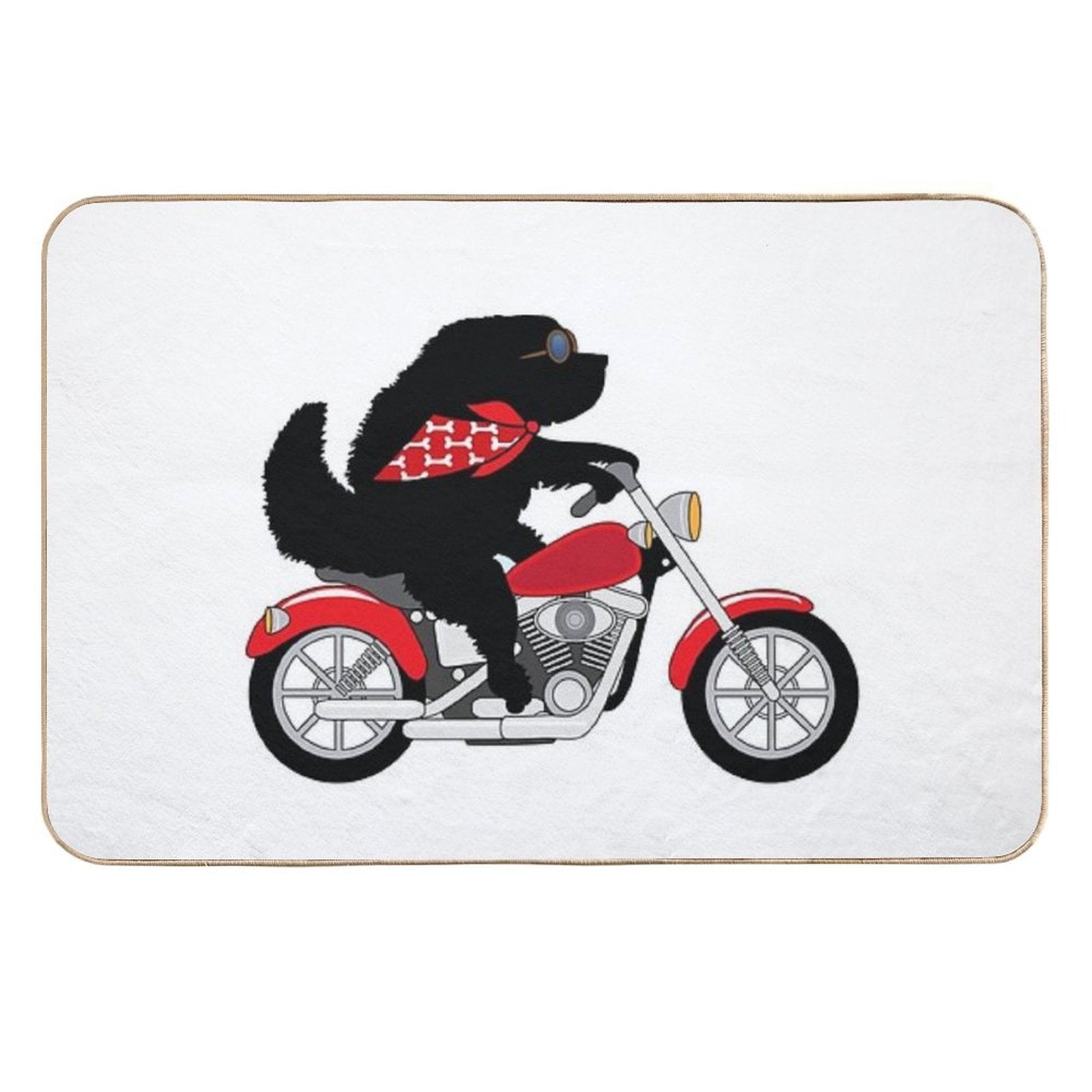Just A Newfie Riding A Motorcycle  Repositionable Bath Mat