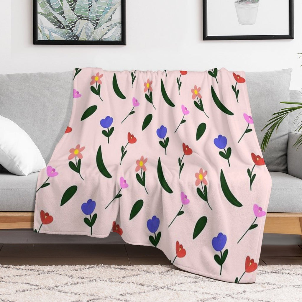 Pastel Flower Plush Throw Blanket