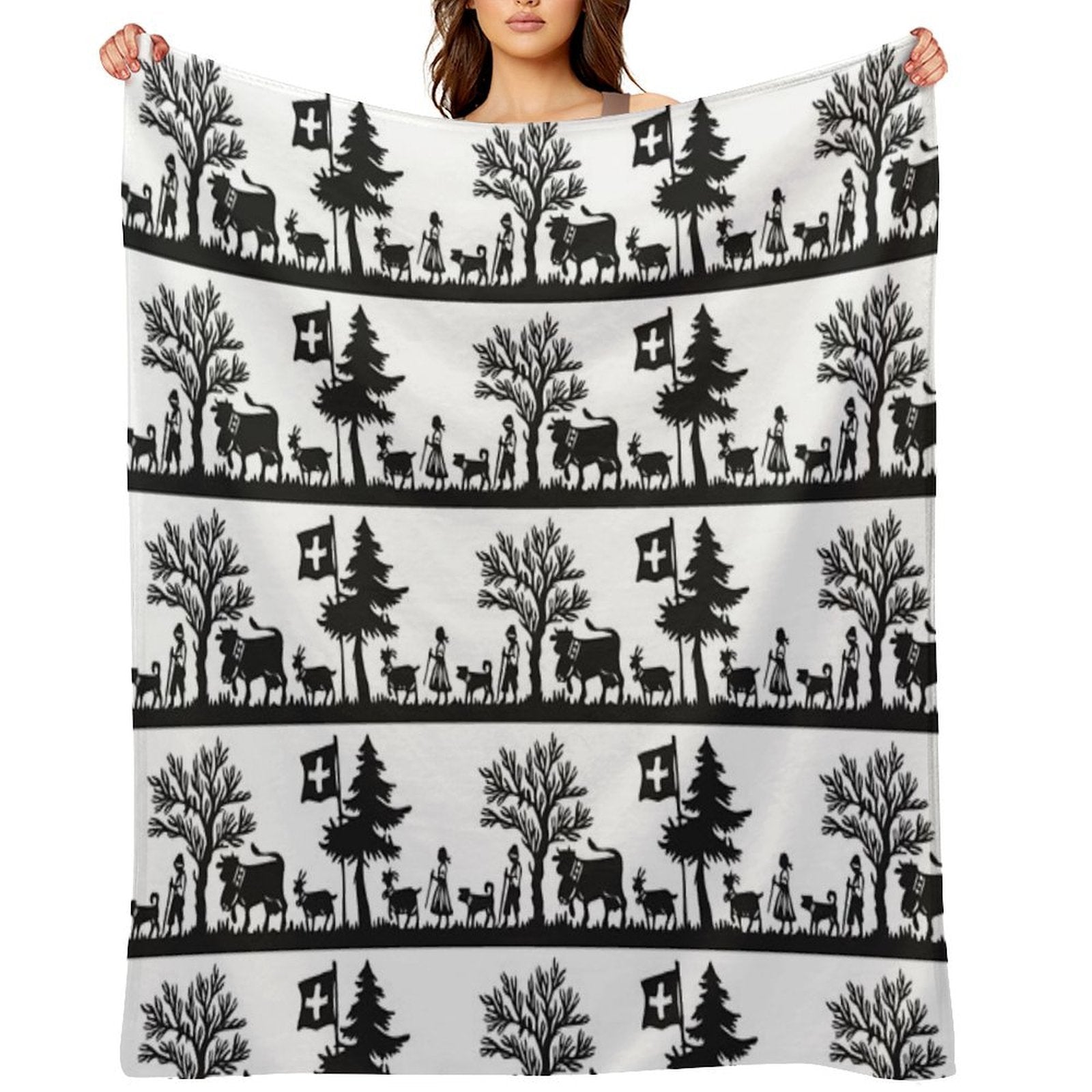 Paper Cutting from Switzerland Durable Throw Blanket