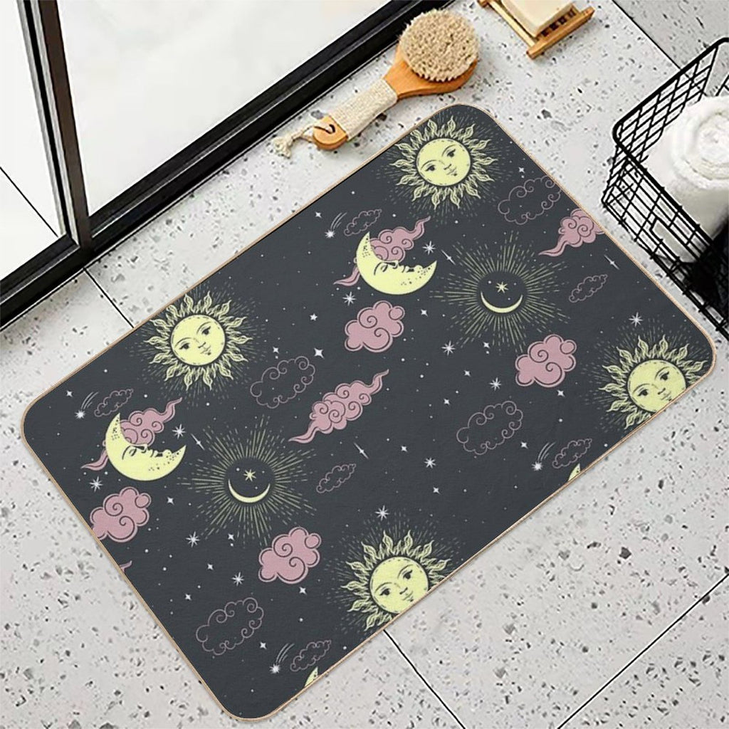Stars And Moon Pattern  Absorbent Bath Mat