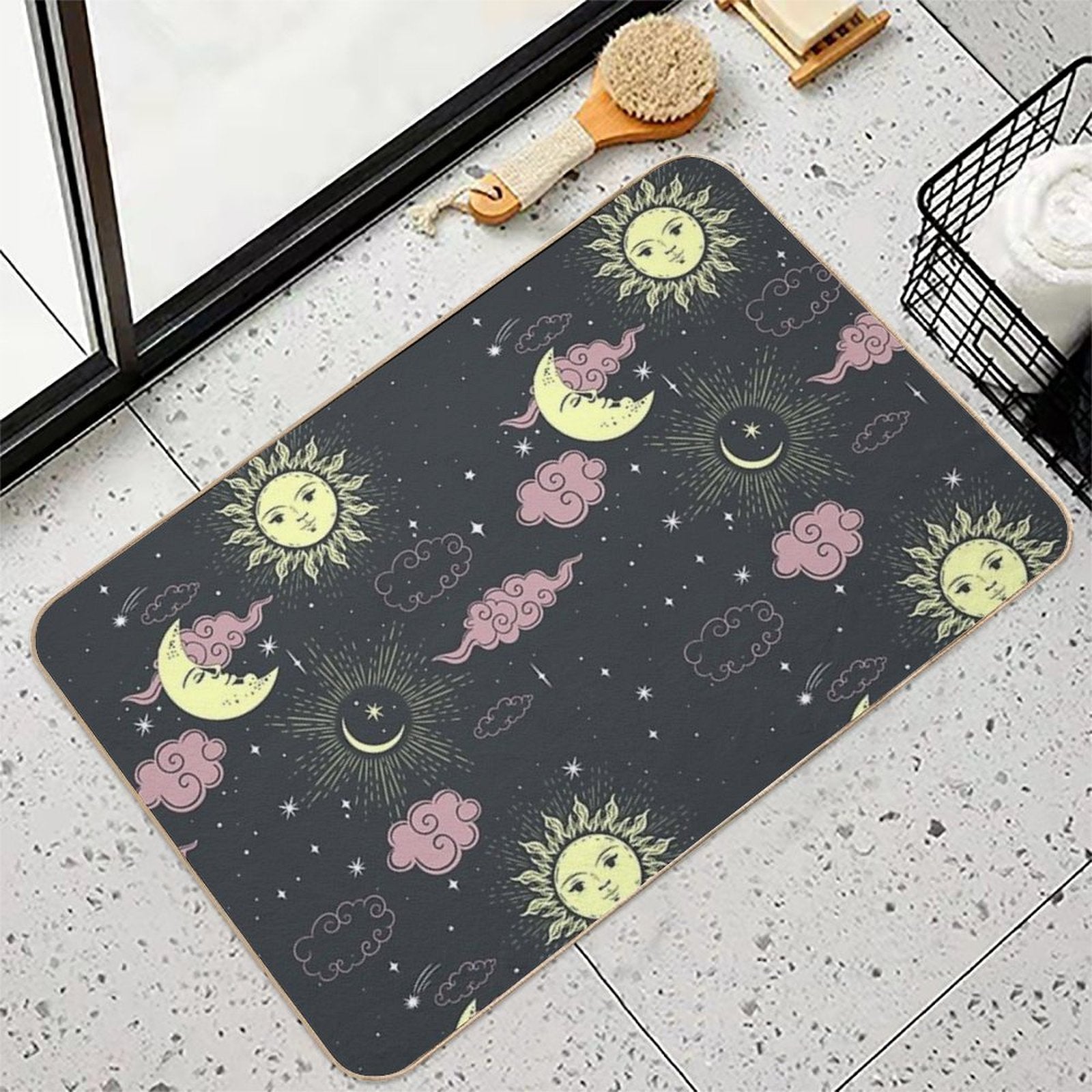 Stars And Moon Pattern  Absorbent Bath Mat