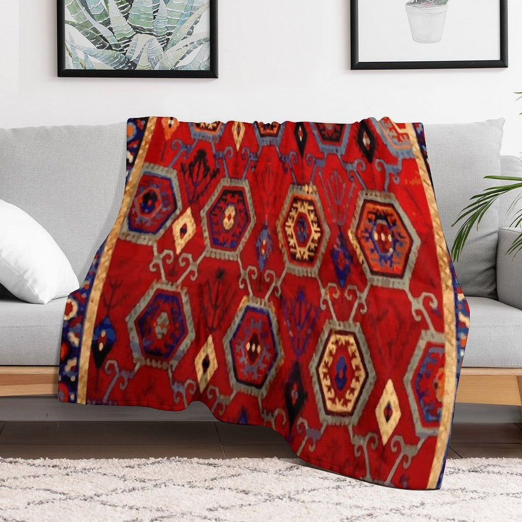Safavid Rug with Geometric Hexagons Durable Throw Blanket