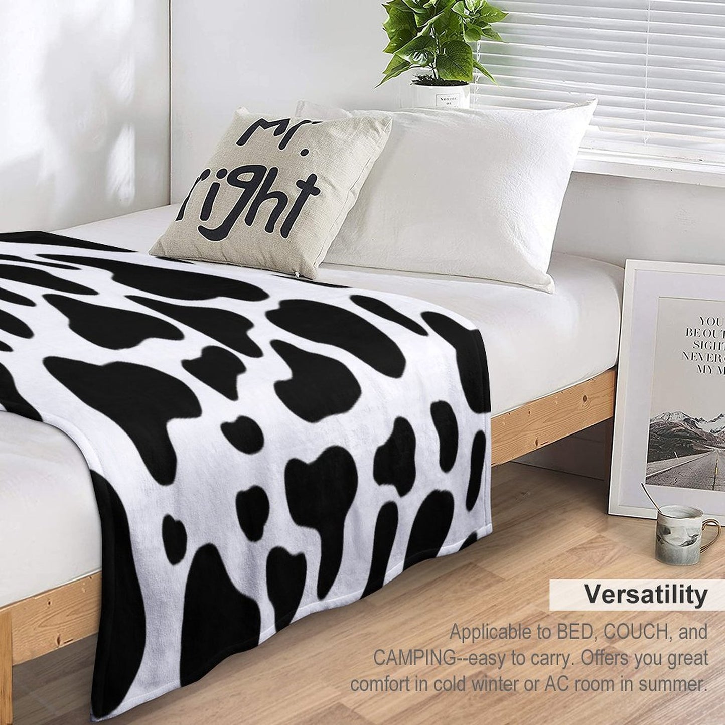 Cow Print Compact Throw Blanket