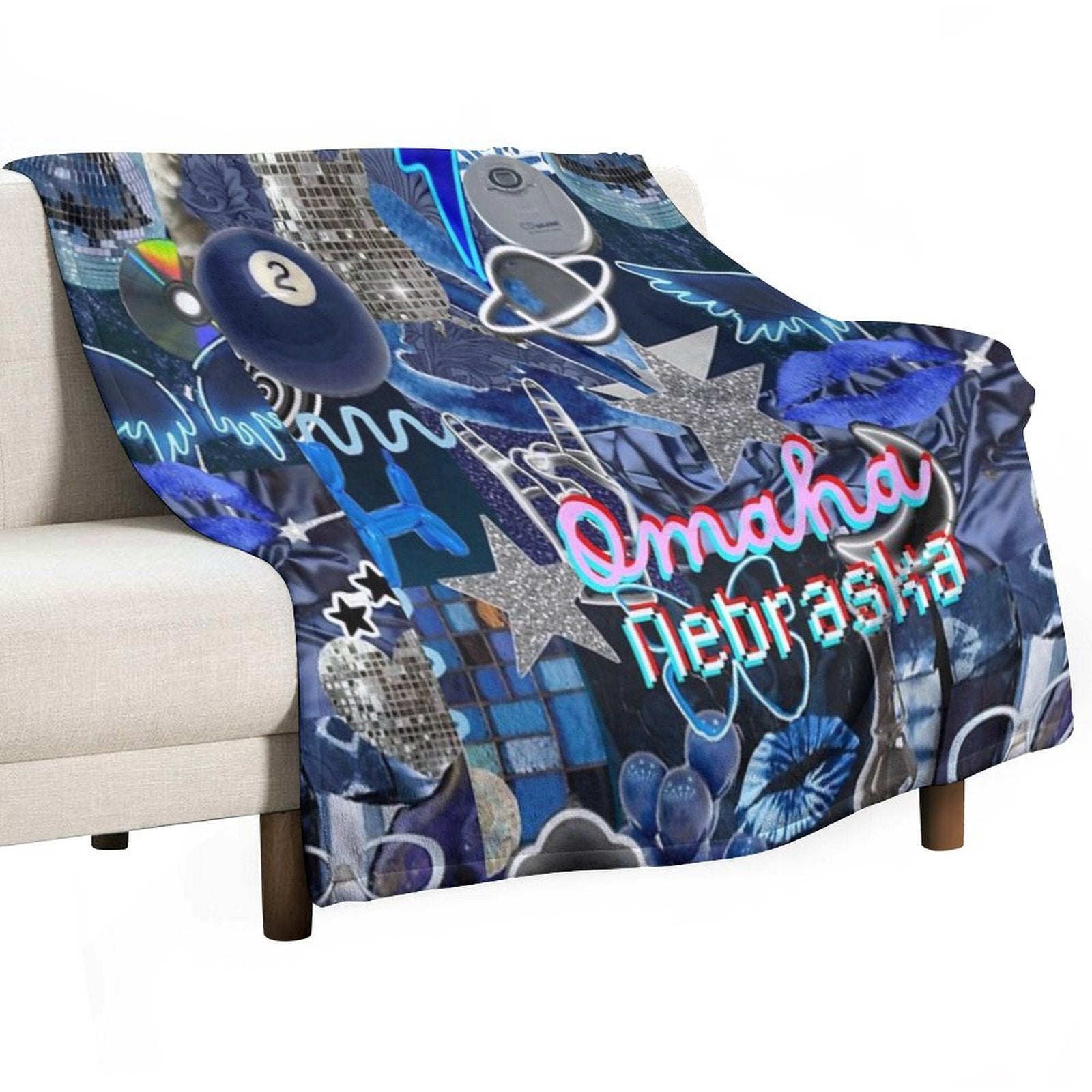 Omaha Nebraska COLLAGE Multi-functional Throw Blanket