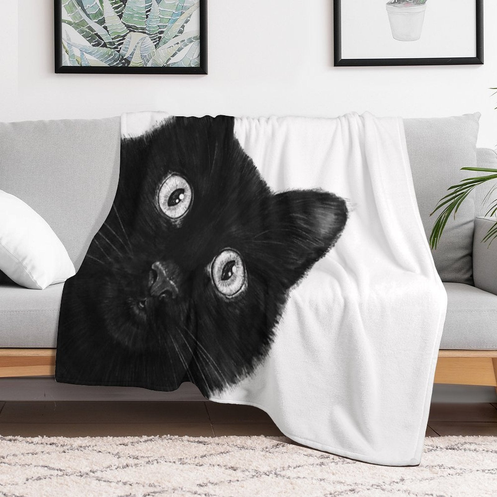 Black Cat Wrinkle-free Throw Blanket