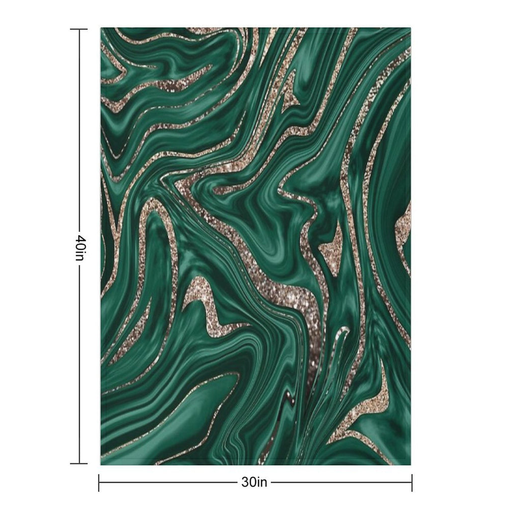 Emerald Green Black Gold Glam Marble #1 (Photo of Glitter Only - Not Reflective) Gift-ready Throw Blanket