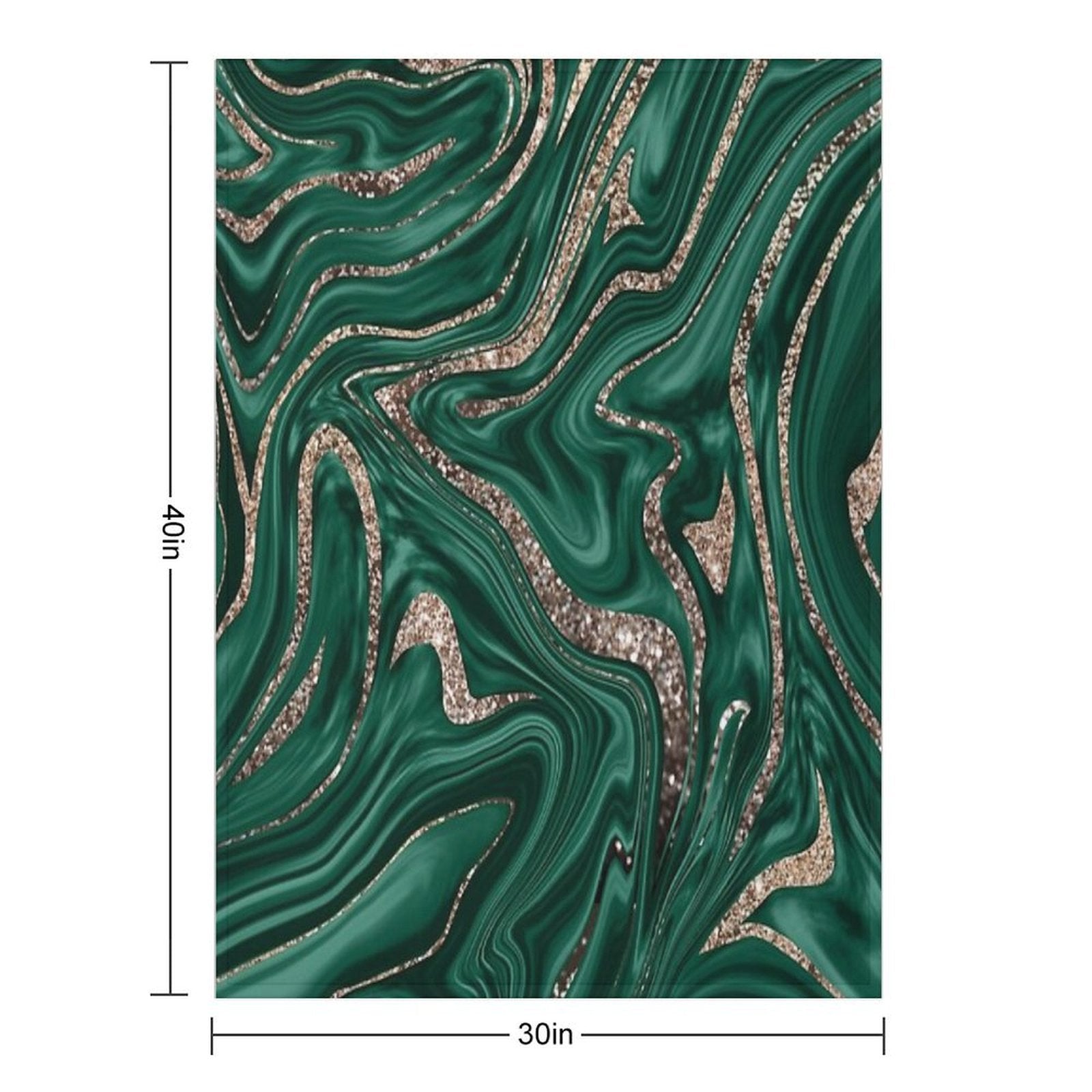Emerald Green Black Gold Glam Marble #1 (Photo of Glitter Only - Not Reflective) Gift-ready Throw Blanket