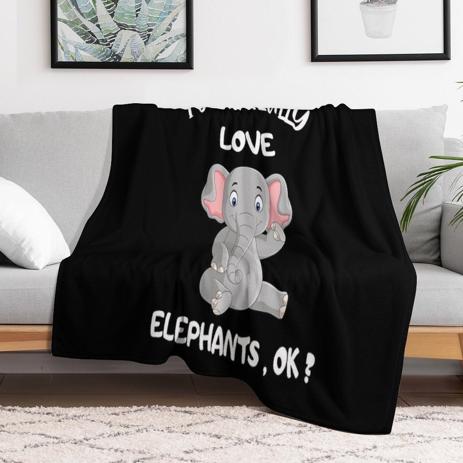 I Just Really Love Elephants , Ok Wrinkle-free Throw Blanket