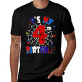It's My 4th Birthday Spider Theme Party Boys 4 Years Old  Polyester Blend T-Shirt