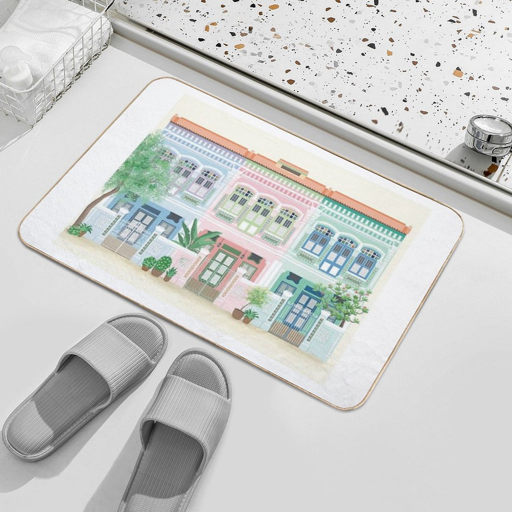 Peranakan Shophouses in Singapore  Multi-Purpose Bath Mat