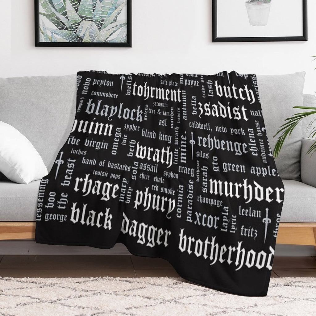 Black Dagger Brotherhood Word Cloud - Landscape All-season Throw Blanket