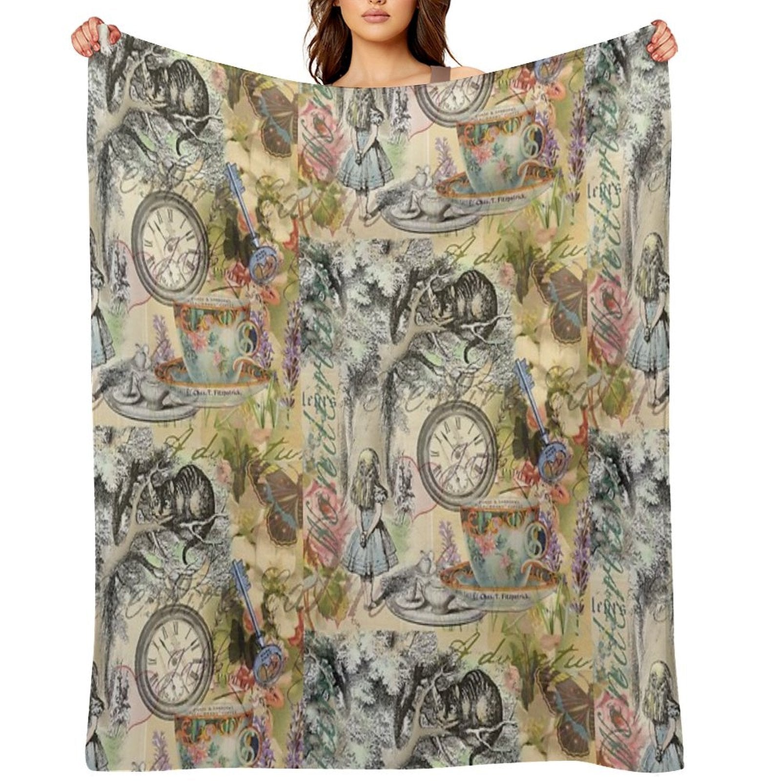 Cheshire Cat Alice in Wonderland Quick-dry Throw Blanket