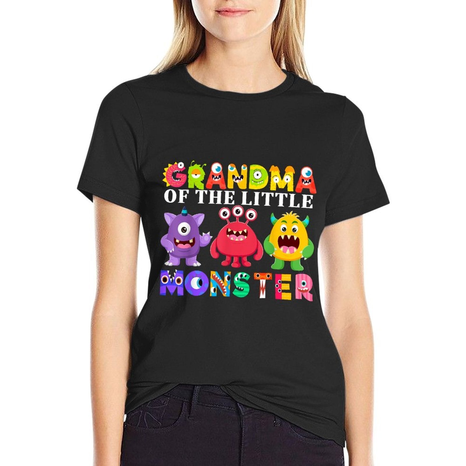 Grandma Of The Little Monster Birthday Party Family Monster  Slim-fit Cut T-Shirt