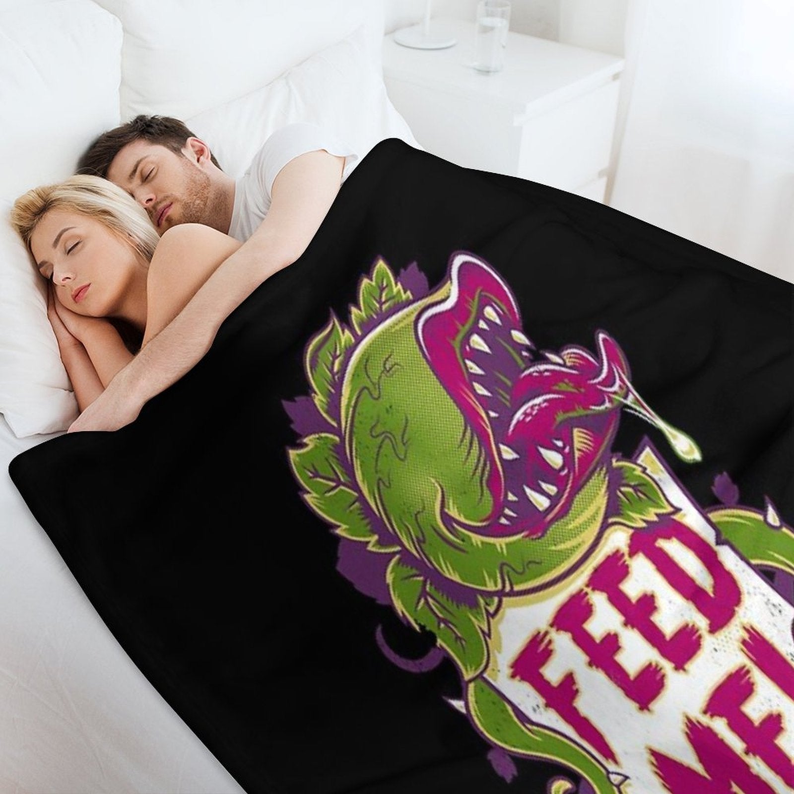 Feed Me - Creepy Cute Audrey Plant - Vintage Spooky Horror Musical Quick-dry Throw Blanket