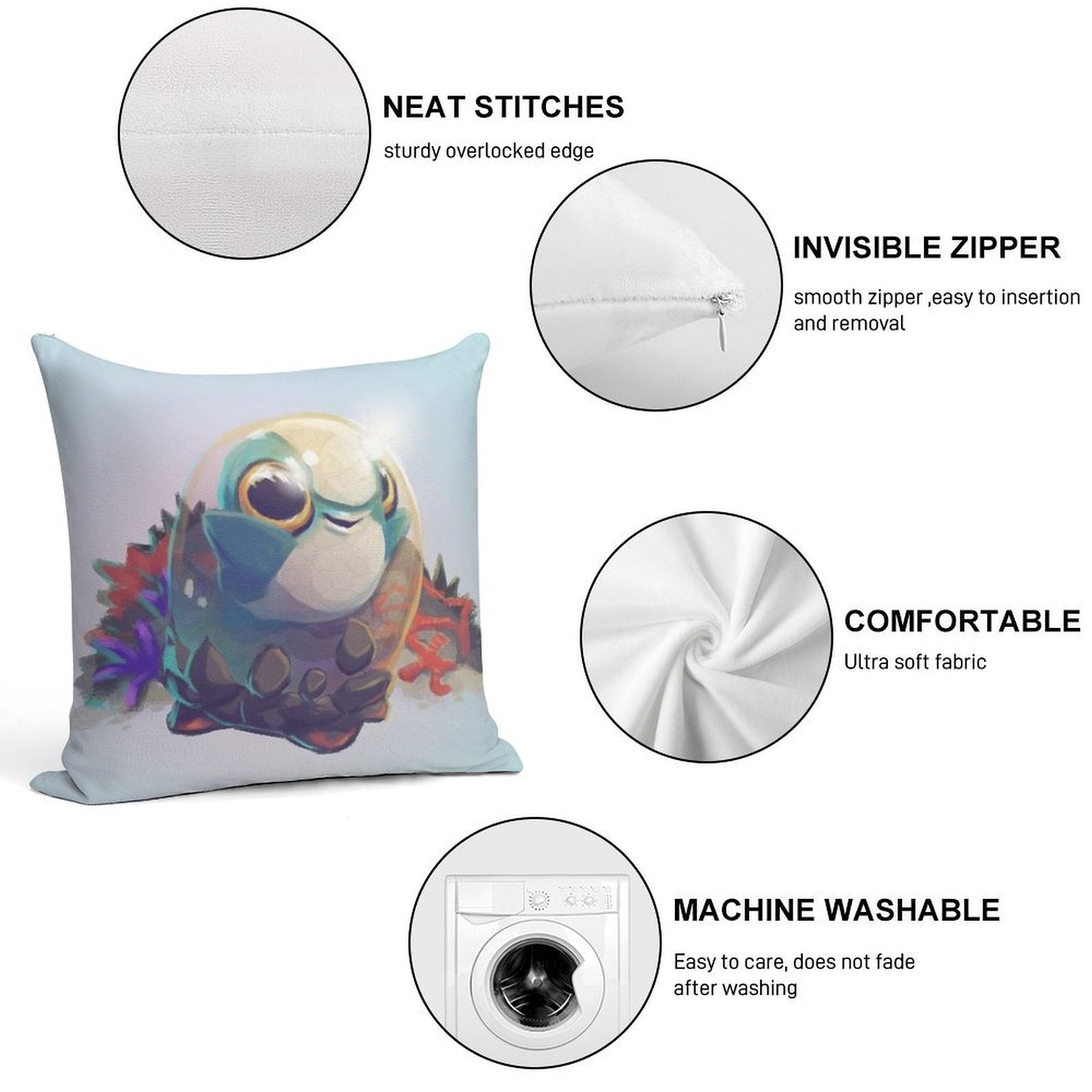 Cuddlefish Baby - Subnautica Soft Fade-Resistant Throw Pillow