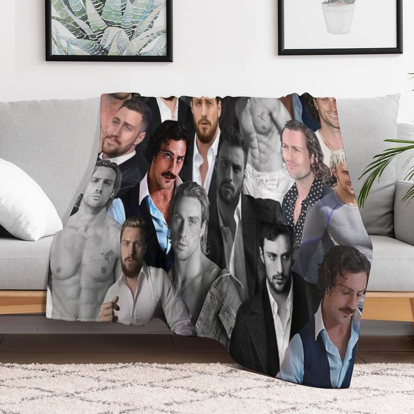 Aaron-taylor Johnson Photo Collage Plush Throw Blanket