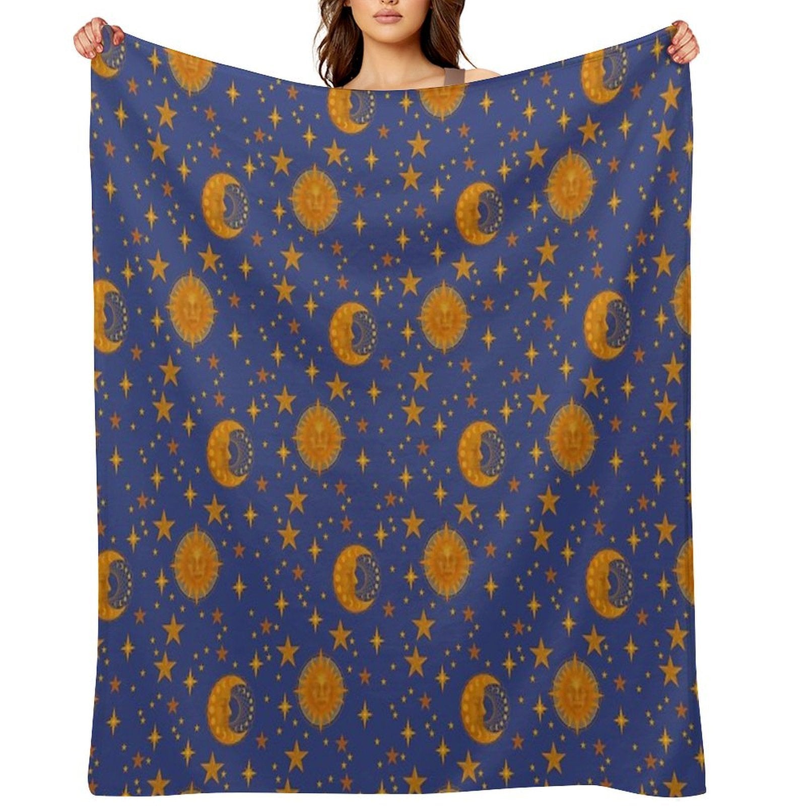 Bohemian 90's Sun And Moon Celestial Pattern Wrinkle-free Throw Blanket