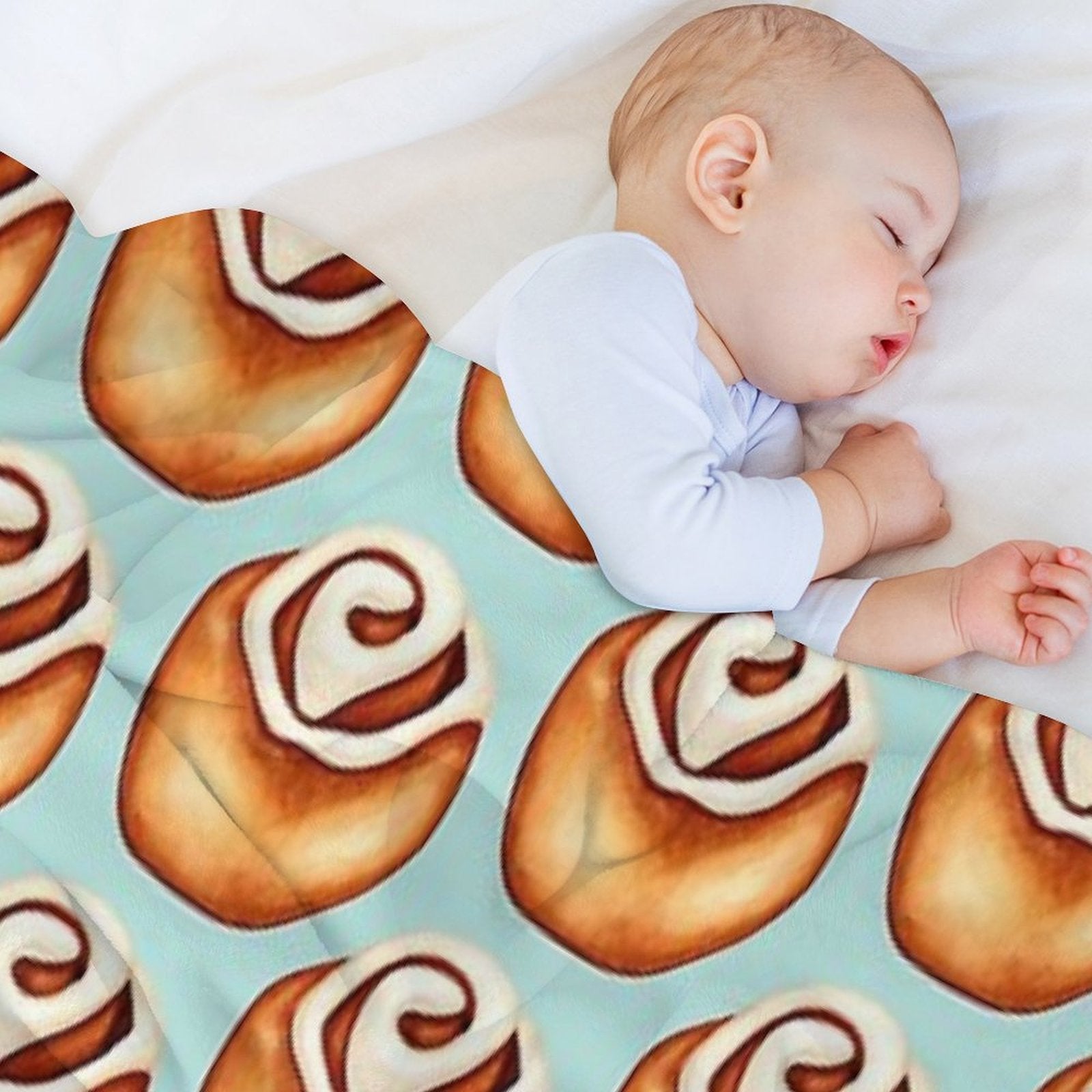 Cinnamon Roll Pattern - Blue Anti-pilling Throw Blanket