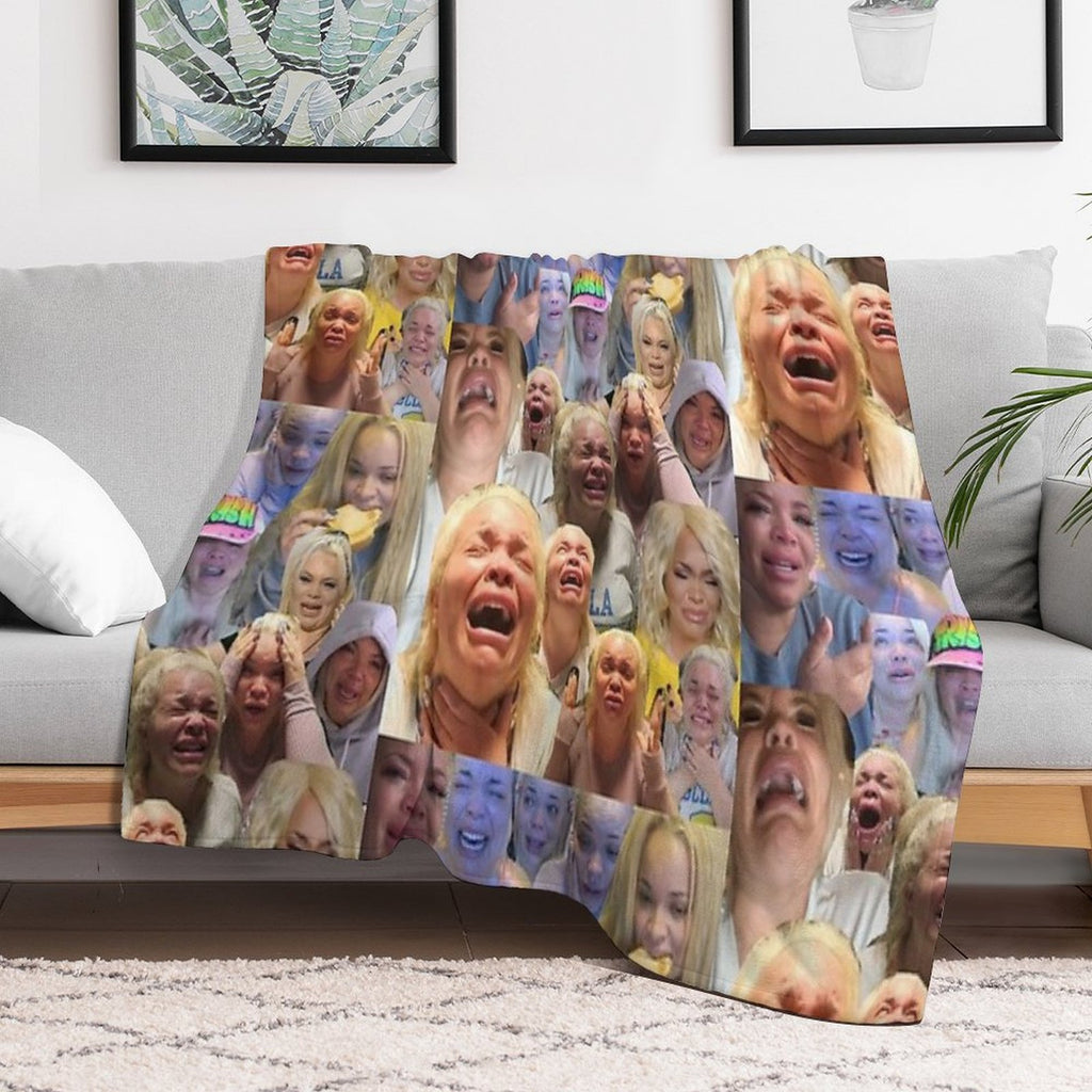 Trisha Pastas Crying on Her Kitchen Floor Collage Quick-dry Throw Blanket