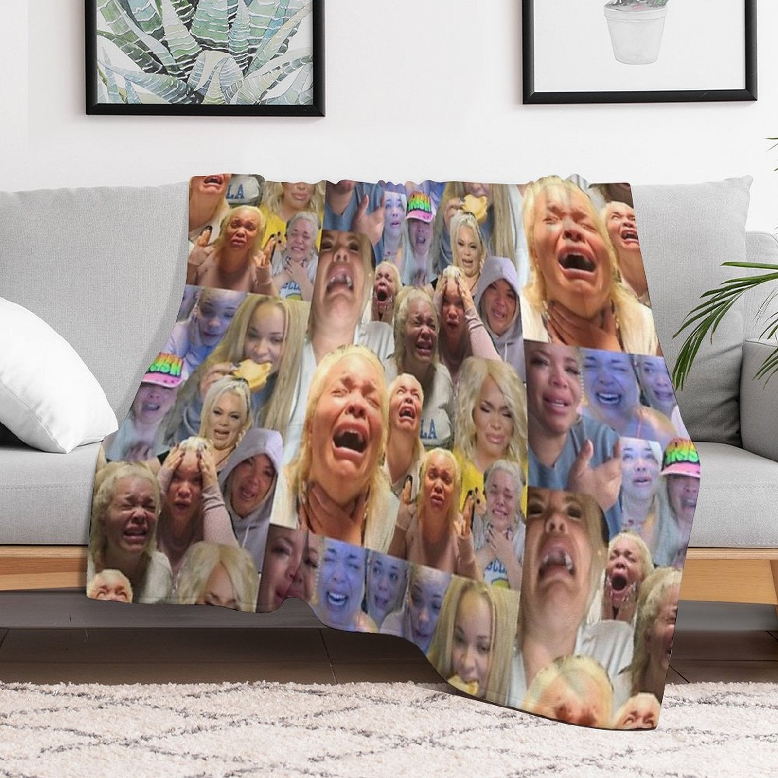 Trisha Pastas Crying on Her Kitchen Floor Collage Quick-dry Throw Blanket