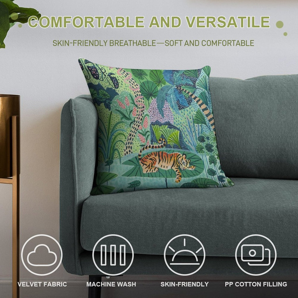 Jungle Tiger Soft Shrink-Resistant Throw Pillow