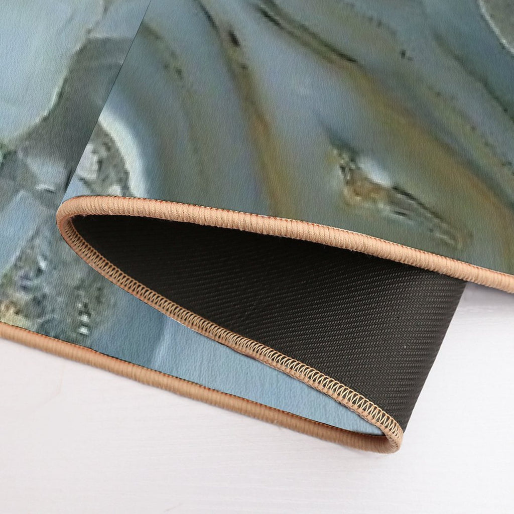 Preppy Minimalist Grey Slate Blue Marble  Easy Maintenance Bath Mat