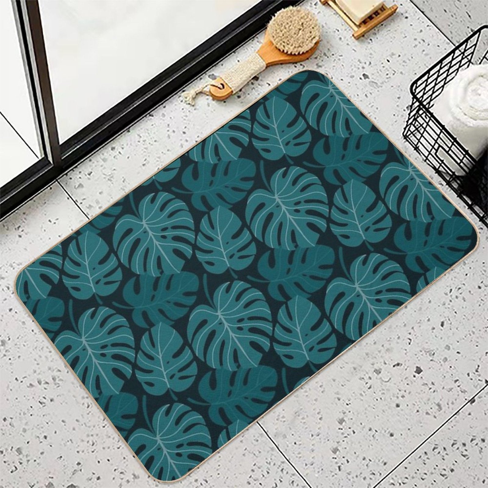 Dark Monstera  Pet-Safe Bath Mat
