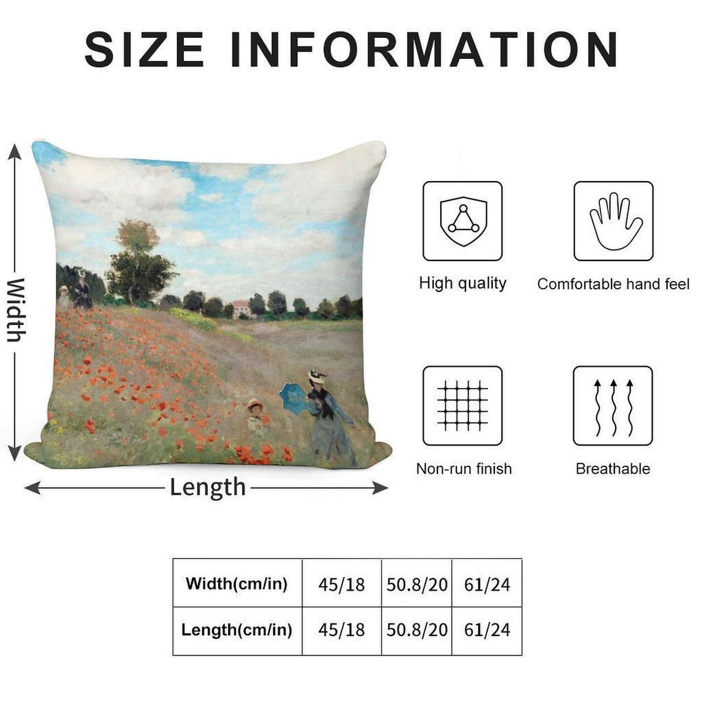 Poppy Field - Claude Monet - 1873 Soft Bedroom Essential Throw Pillow