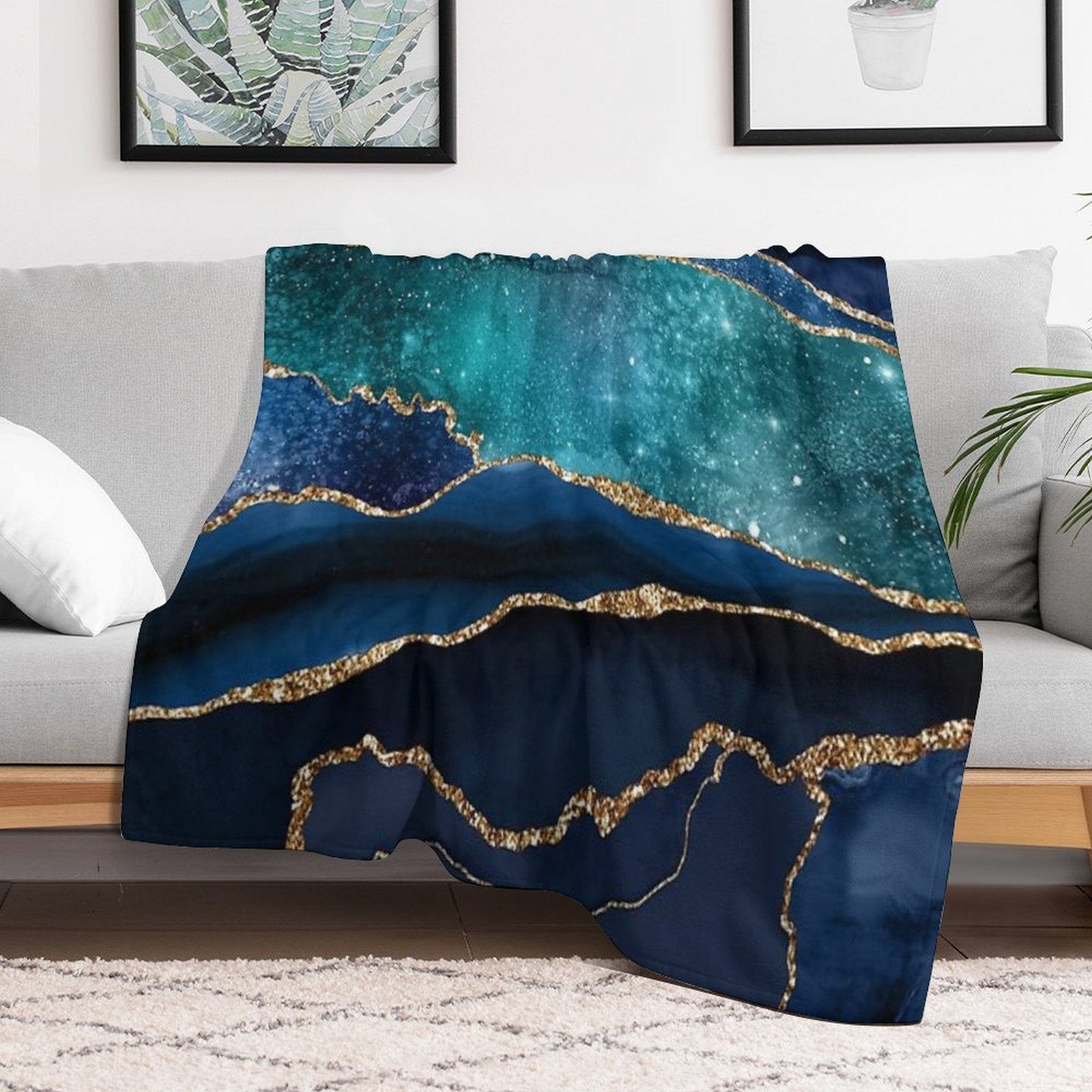 Glamour Milky Way Faux Marble Galaxy Compact Throw Blanket