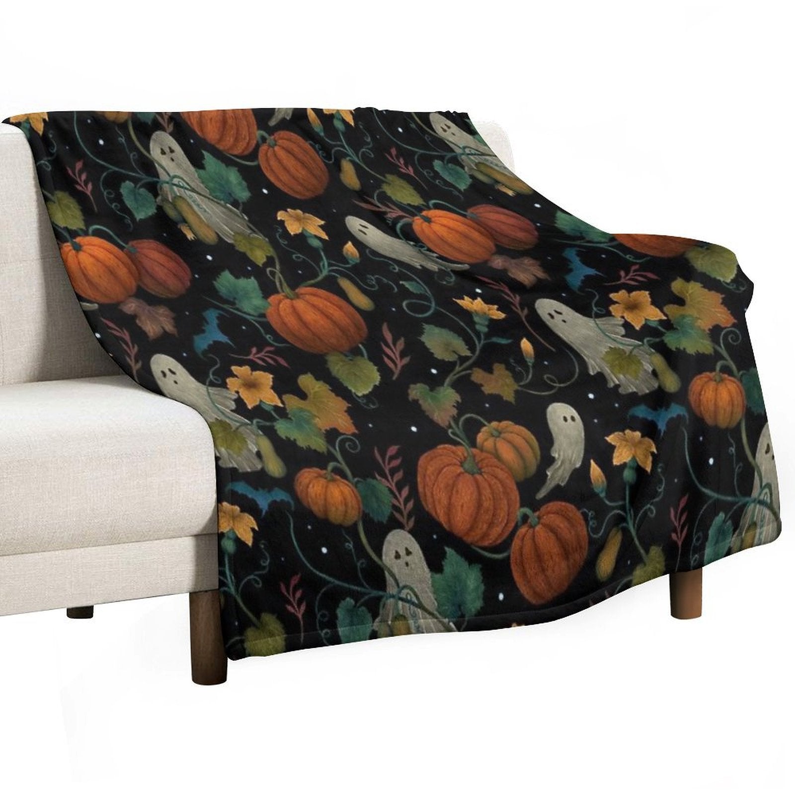 Pumpkin Ghost Pattern Versatility Throw Blanket