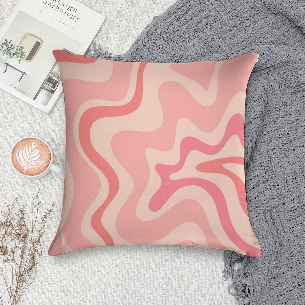 Liquid Swirl Retro Contemporary Abstract in Soft Blush Pink Soft Gift Ready Throw Pillow
