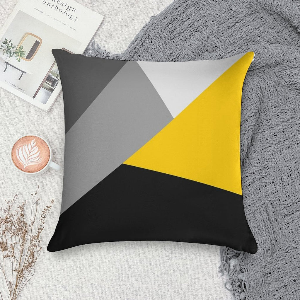 Simple Modern Gray Yellow And Black Geo Soft Anti-Pilling Throw Pillow