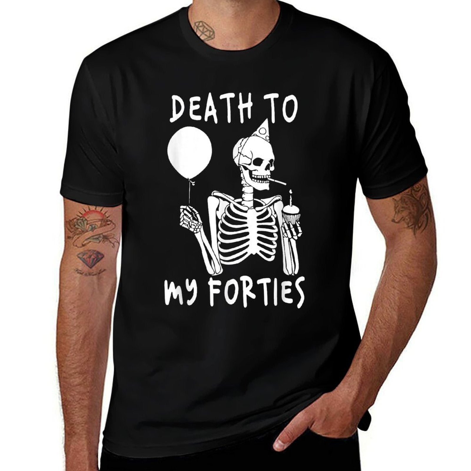 Death To My Forties 40s Funny Turning 50th Birthday Skeleton  Slim-fit Cut T-Shirt