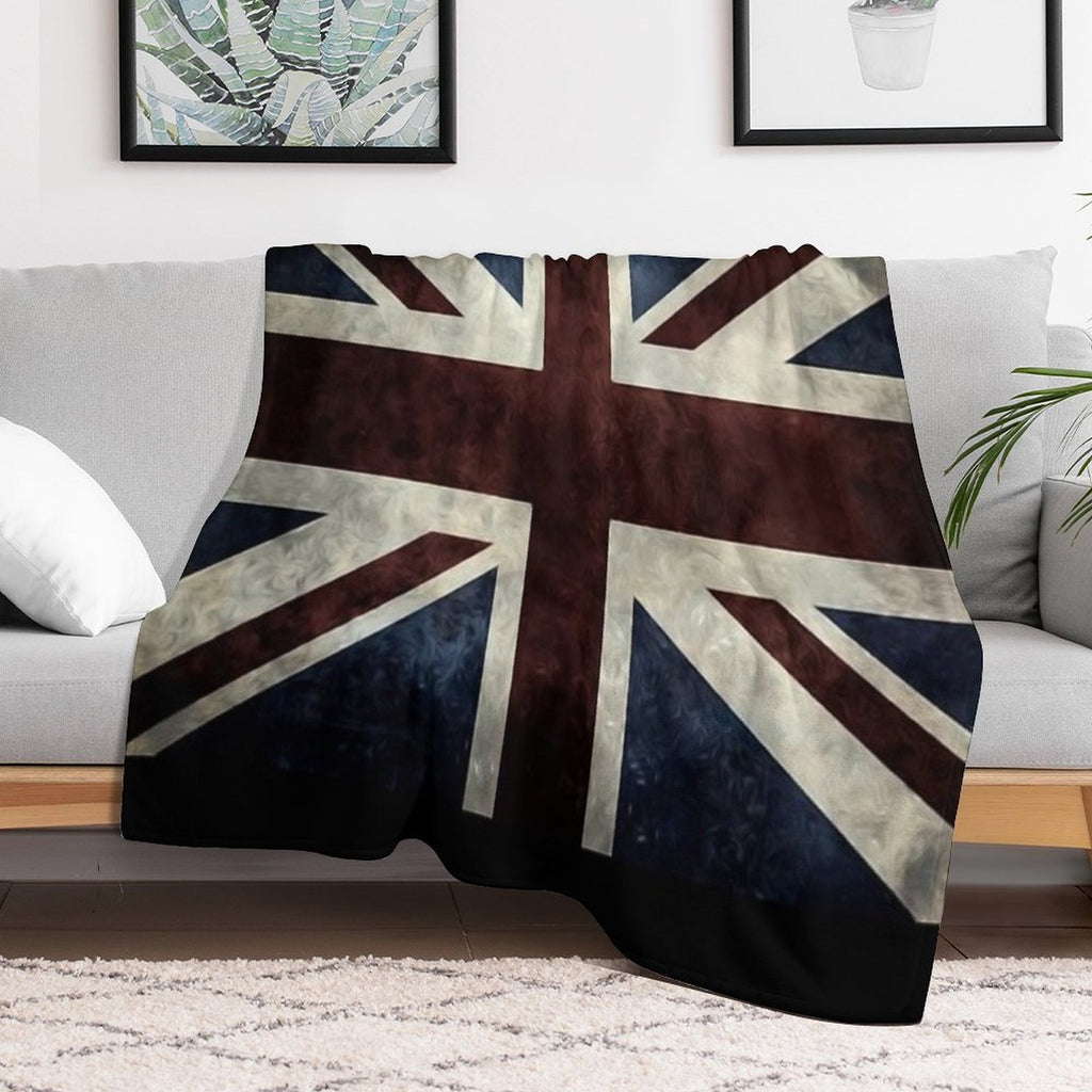 A Grunge Looking Distressed Union Jack Uk Version Machine-washable Throw Blanket