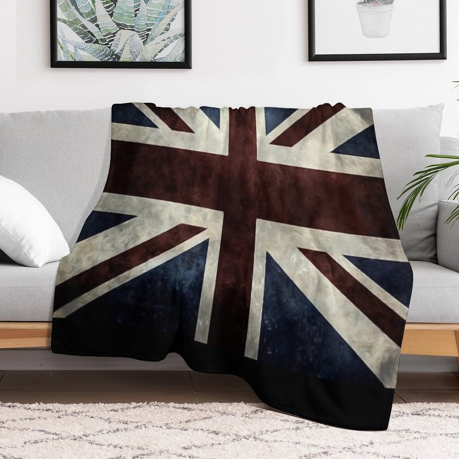 A Grunge Looking Distressed Union Jack Uk Version Machine-washable Throw Blanket