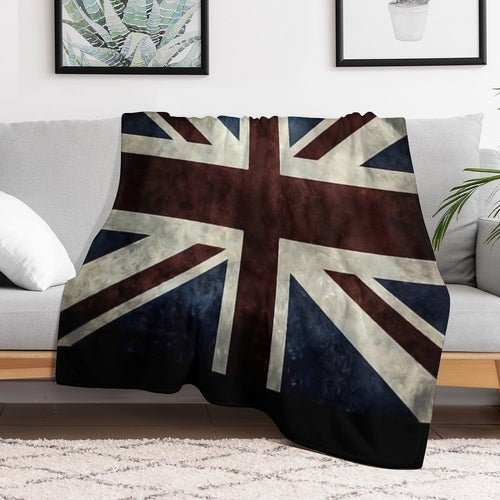 A Grunge Looking Distressed Union Jack Uk Version Machine-washable Throw Blanket
