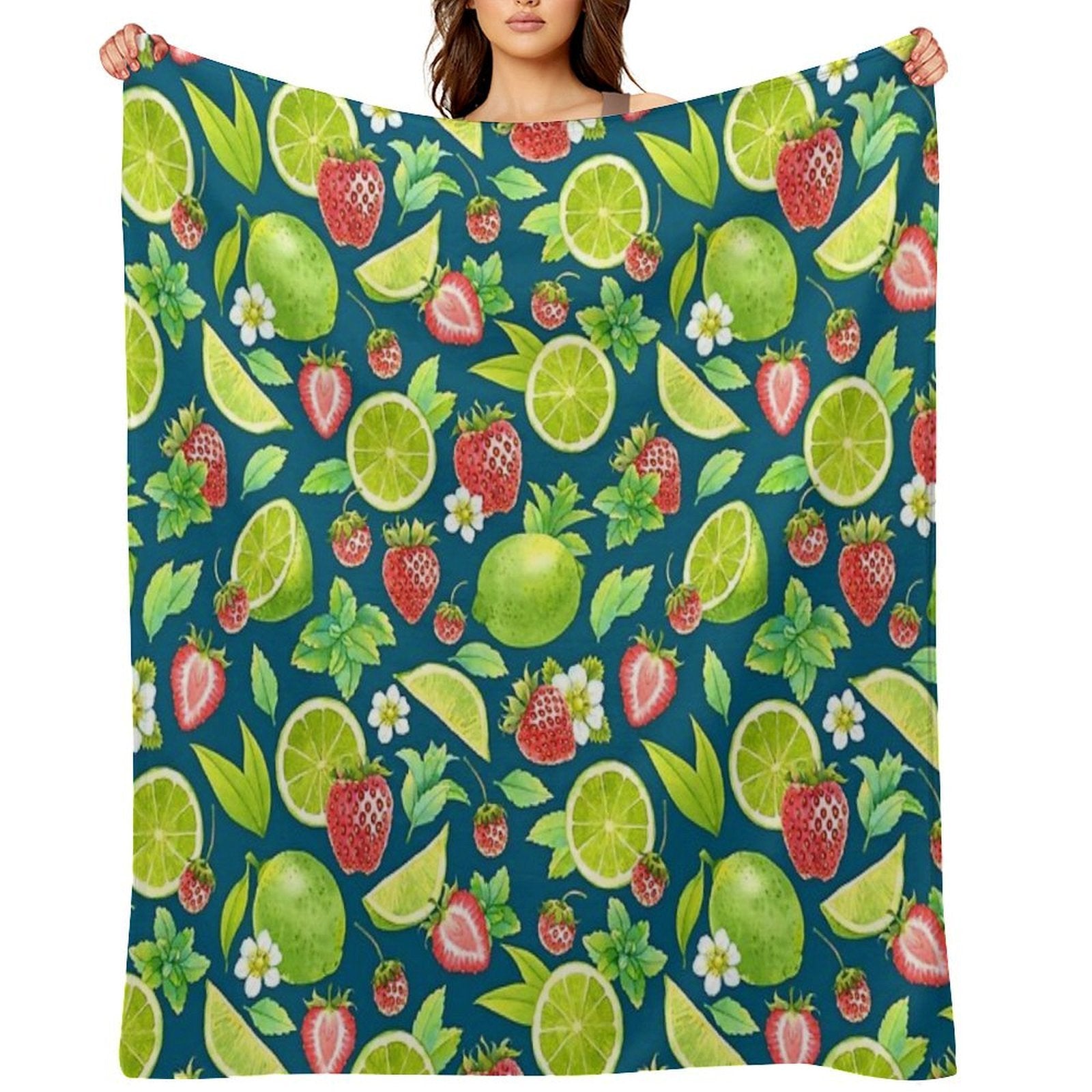 Strawberry And Lime Premium Throw Blanket