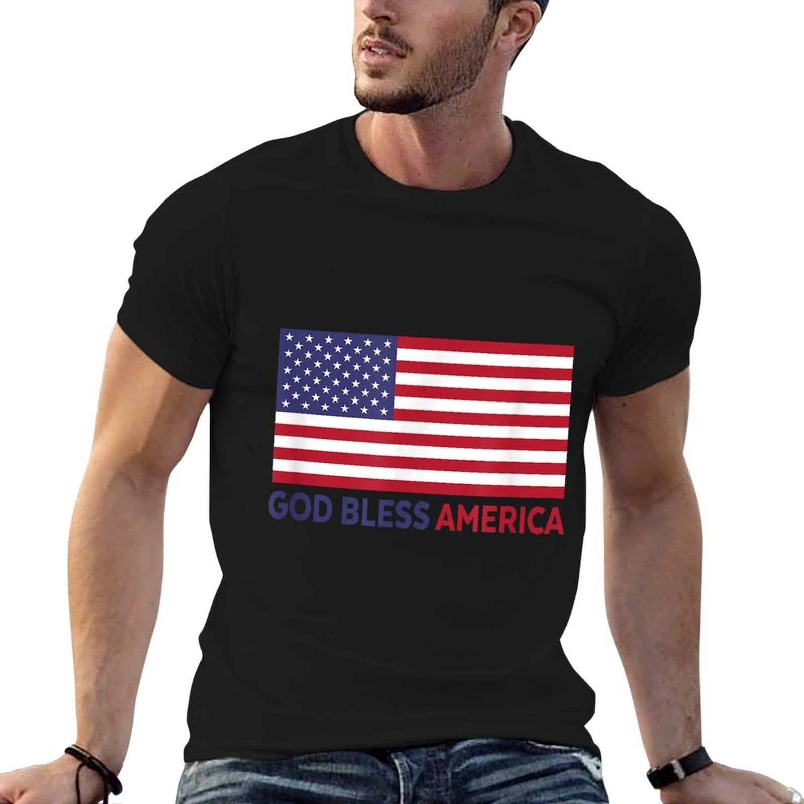 Modern God Bless America  Lightweight T-Shirt