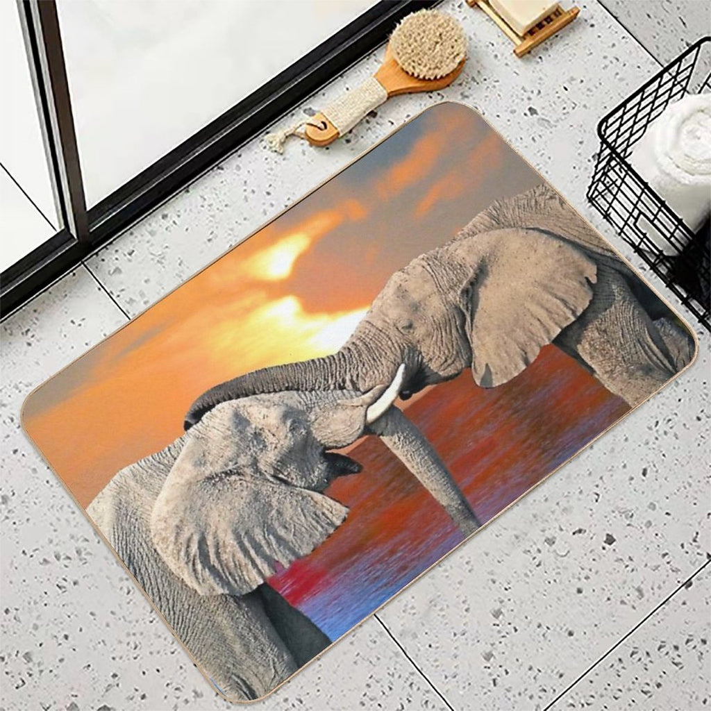 Affectionate Elephants  Anti-Trip Bath Mat