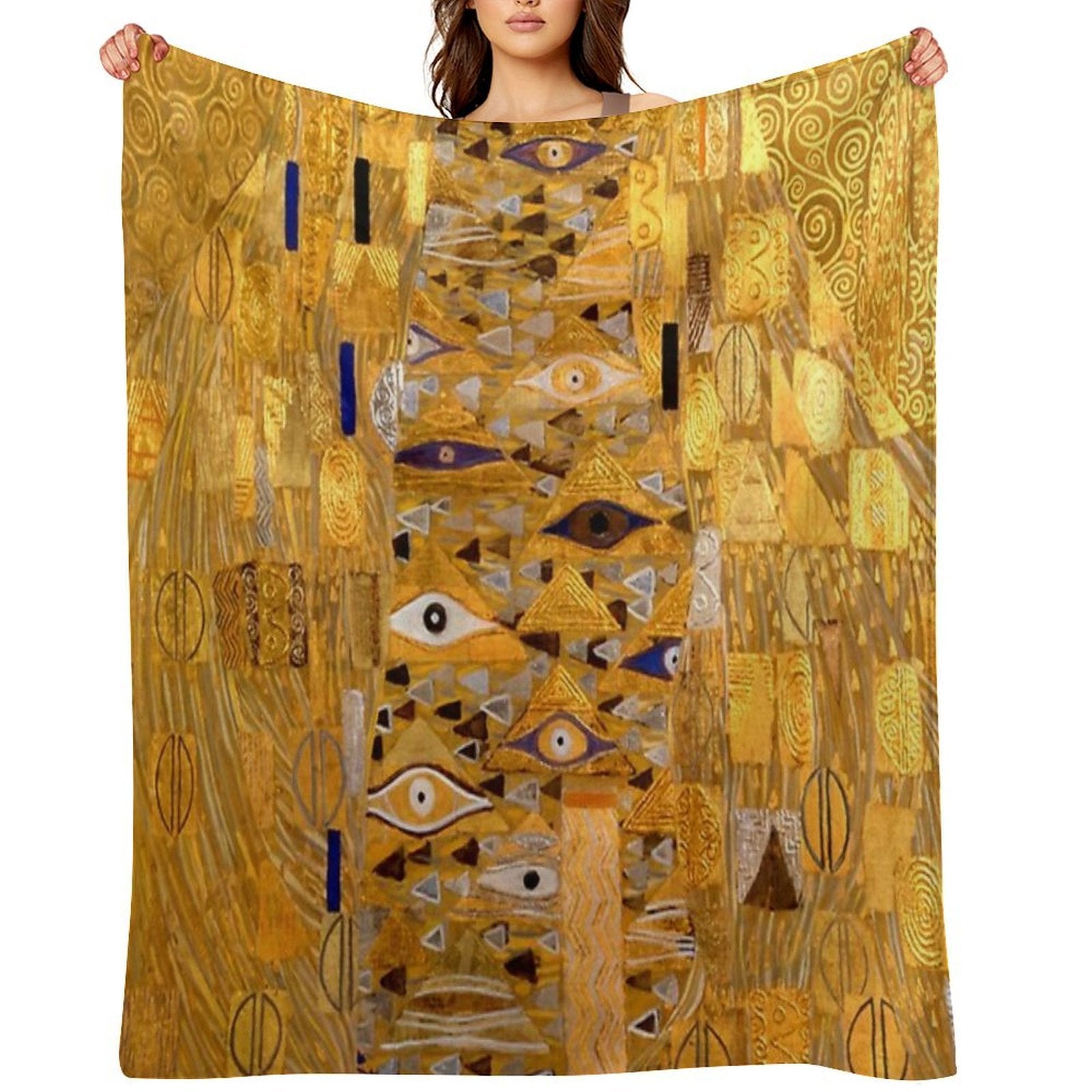 Adele Bloch-Bauer I - Detail by Gustav Klimt Gold Lightweight Throw Blanket
