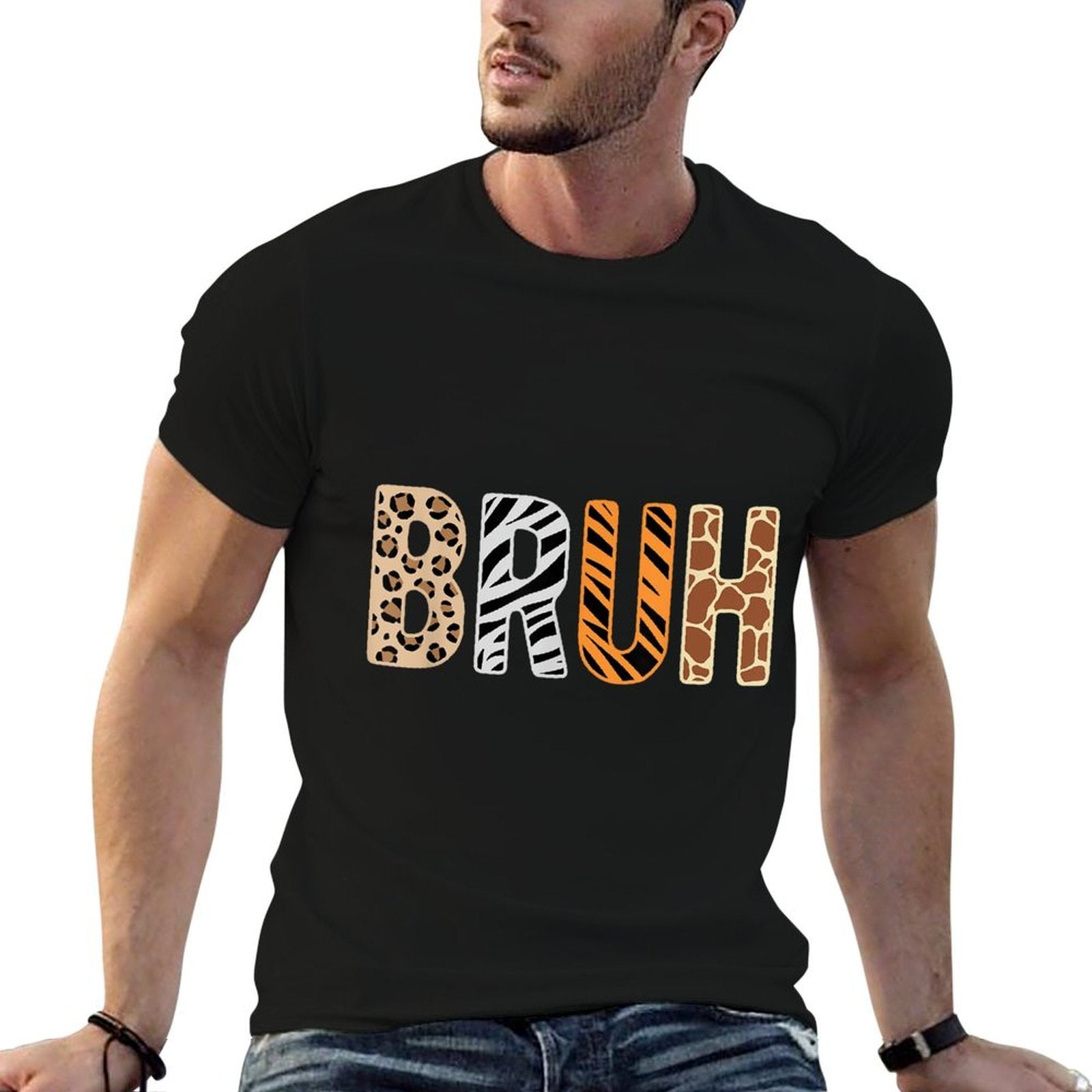 Safari Animals Wildlife Zookeeper Funny Bruh Boysns  Slim-fit Cut T-Shirt