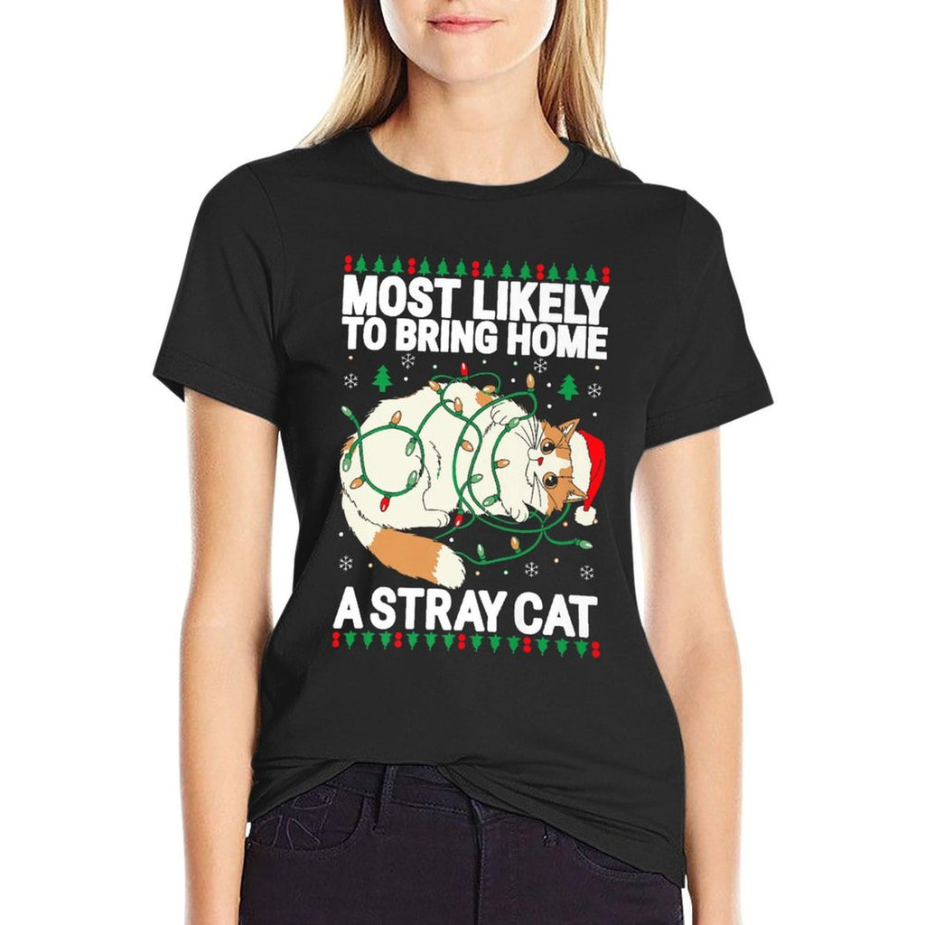 Most Likely To Bring Home A Stray Cat Family Christmas Premium  Wrinkle-resistant T-Shirt