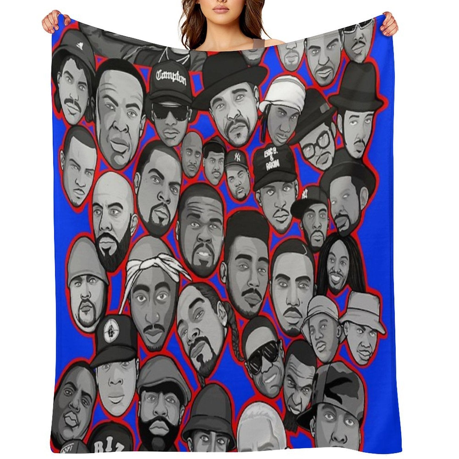 Old School Hip Hop Legends Collage Art Compact Throw Blanket
