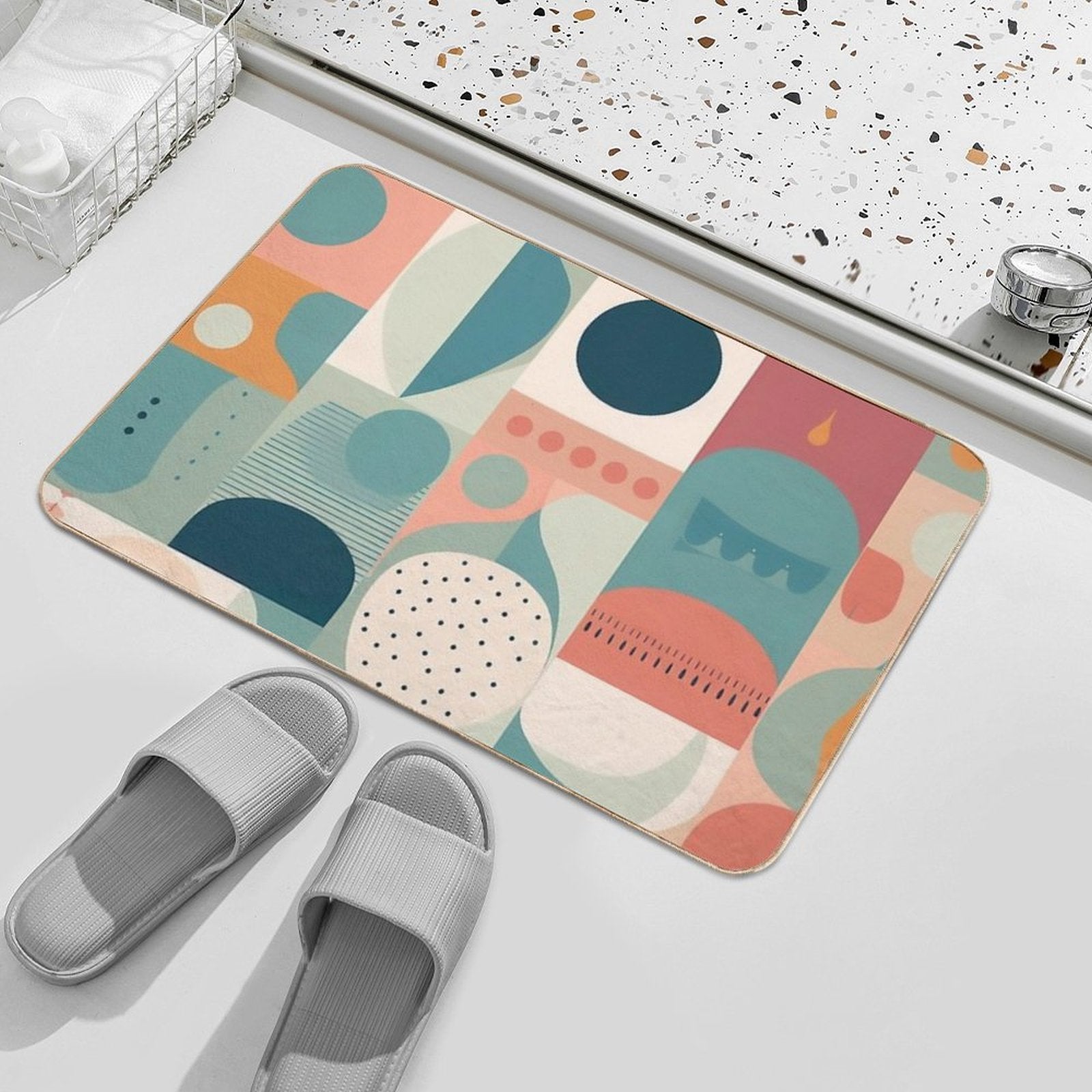 Geometric Design  Repositionable Bath Mat