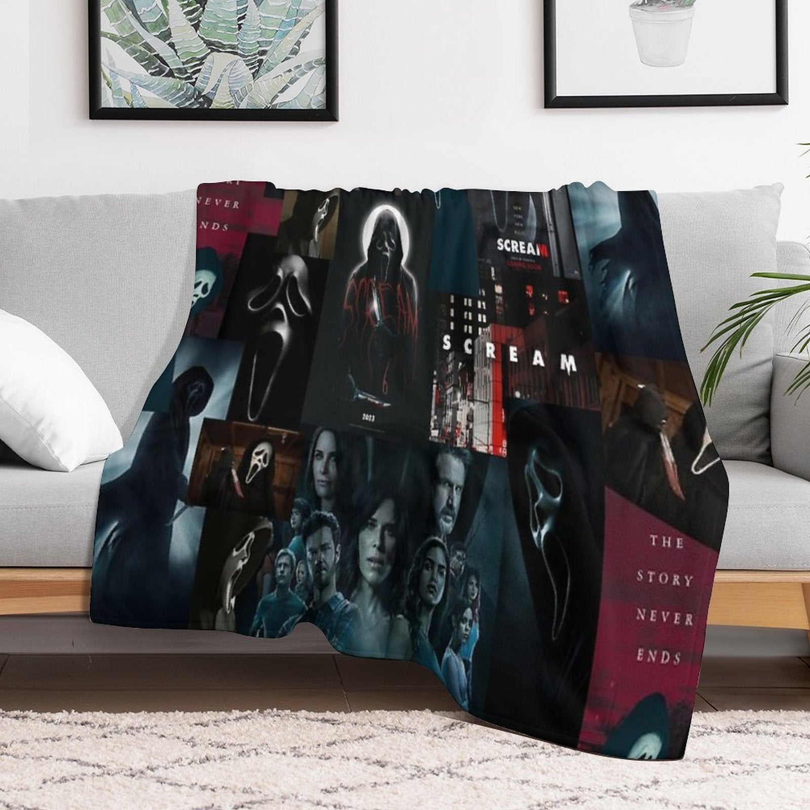 Scream Horror Movie Collage All-season Throw Blanket