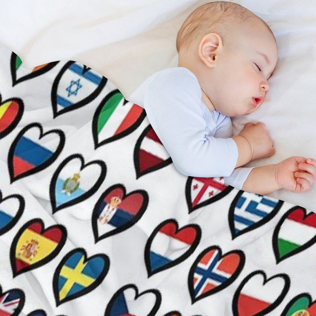 Eurovision Song Contest Flags Hearts ESC EBU Eurofans Shrink-resistant Throw Blanket